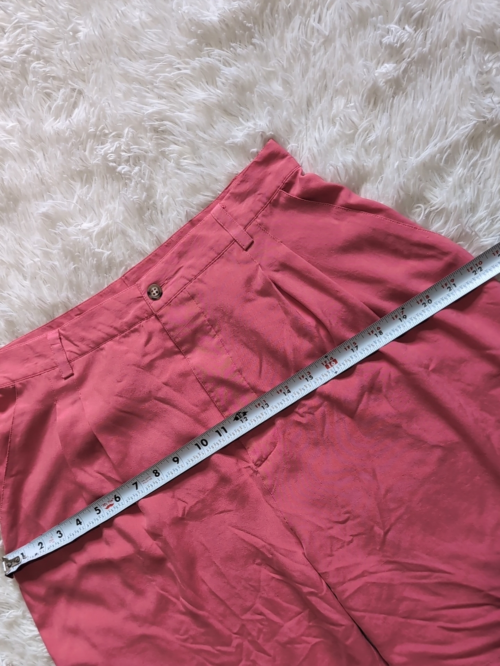 80s Go Silk 100% Silk Pink High Waist Pleated Button Fly Bermuda Shorts - Picture 9 of 11